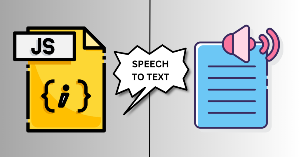 Image showcasing speech-to-text feature with JS logo. JavaScript and voice recognition enable hands-free interaction with digital devices