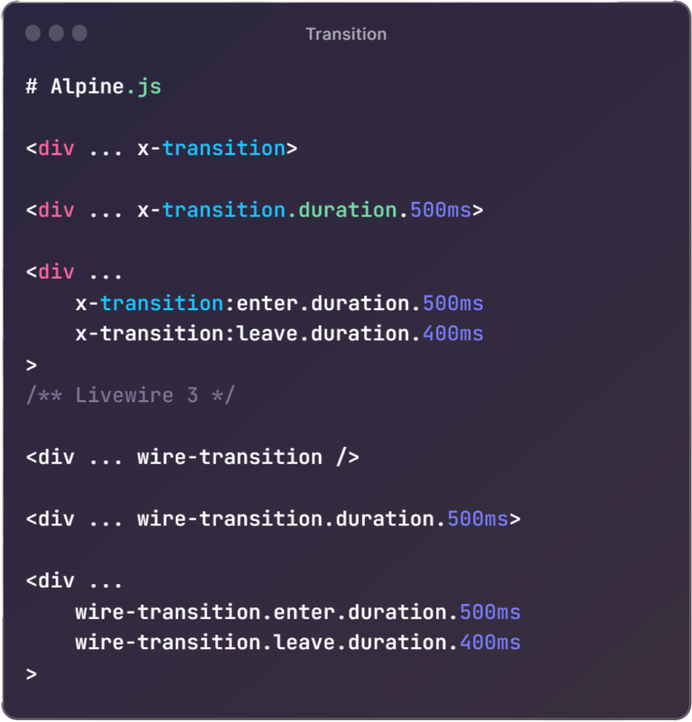 Transition in Livewire v3