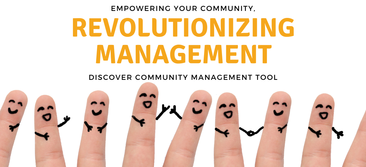 Image representing a united community with fingers forming eyes, nose, and lips. Empowering Your Community, Revolutionising Management, Discover Community Management.